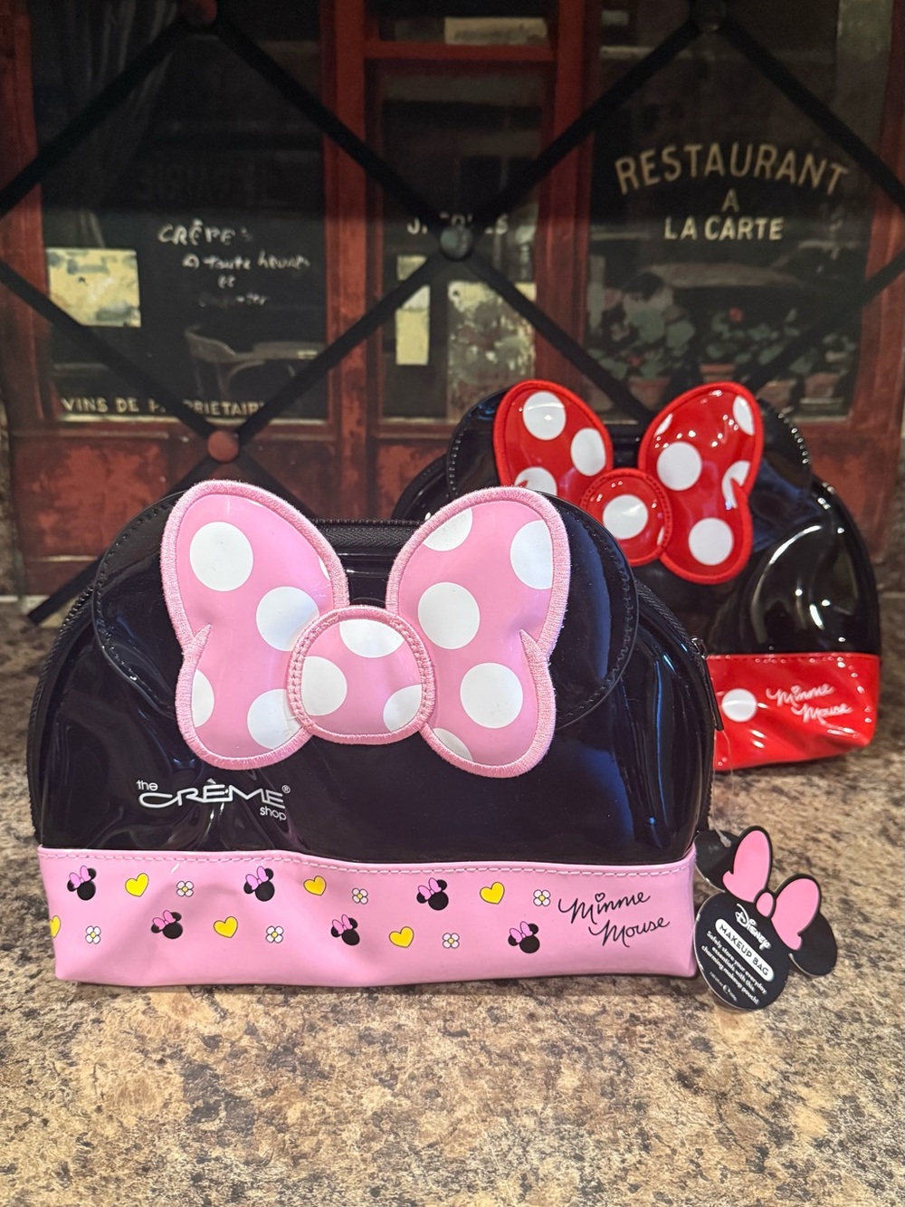 Two Crème Shop Minnie Mouse Cosmetic Makeup Bags